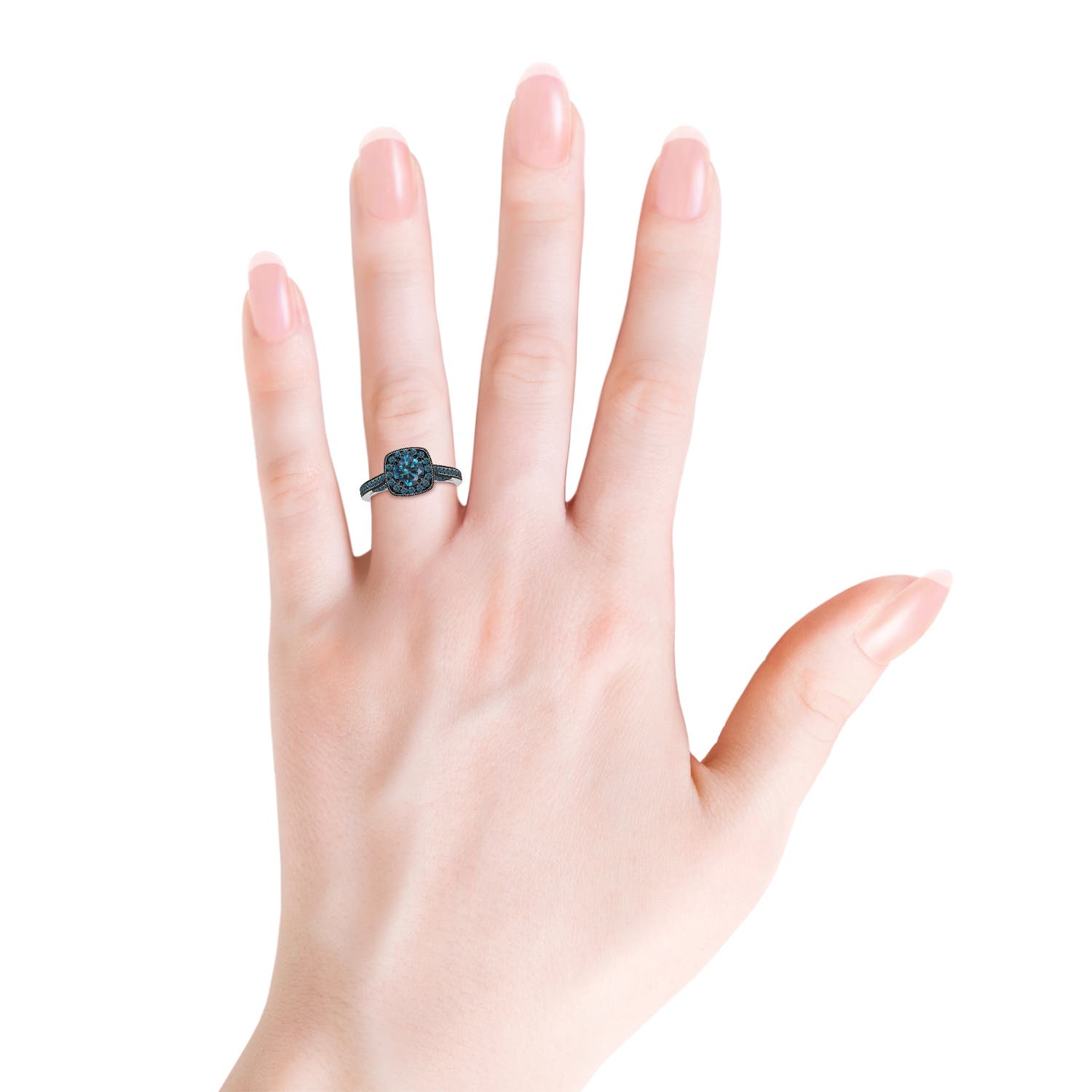 Bloom Mini Flower Blue Diamond Ring in Black Gold – AS29